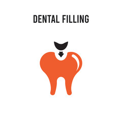 Dental filling vector icon on white background. Red and black colored Dental filling icon. Simple element illustration sign symbol EPS