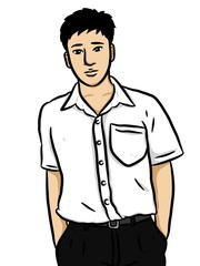 cartoon cute man on white background