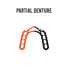 Partial Denture vector icon on white background. Red and black colored Partial Denture icon. Simple element illustration sign symbol EPS