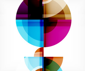 Obraz premium Abstract background, circle and triangle design round shapes overlapping. Geometric trendy template. Vector Illustration For Wallpaper, Banner, Background, Card, Book Illustration, landing page