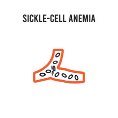 Fototapeta premium Sickle-cell anemia vector icon on white background. Red and black colored Sickle-cell anemia icon. Simple element illustration sign symbol EPS