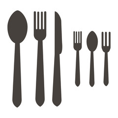 cutlery: fork, spoon, knife. Also desserts