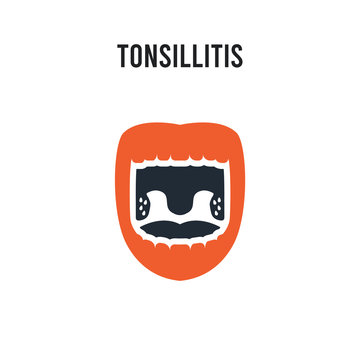 Tonsillitis vector icon on white background. Red and black colored Tonsillitis icon. Simple element illustration sign symbol EPS