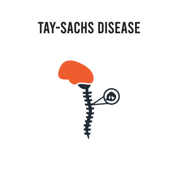 Tay-Sachs disease vector icon on white background. Red and black colored Tay-Sachs disease icon. Simple element illustration sign symbol EPS