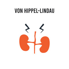 Von Hippel-Lindau disease vector icon on white background. Red and black colored Von Hippel-Lindau disease icon. Simple element illustration sign symbol EPS