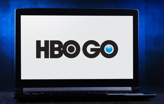 Laptop computer displaying logo of HBO Go