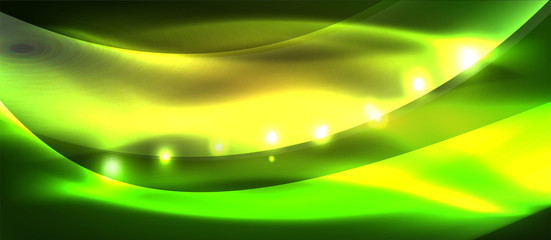Abstract background. Shiny design neon waves with light effects, techno trendy design. Vector Illustration For Wallpaper, Banner, Background, Card, Book Illustration, landing page
