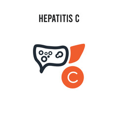 Hepatitis C vector icon on white background. Red and black colored Hepatitis C icon. Simple element illustration sign symbol EPS