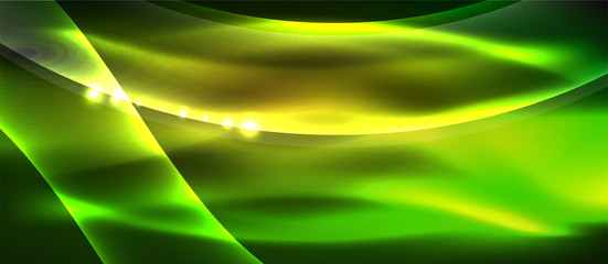 Abstract background. Shiny design neon waves with light effects, techno trendy design. Vector Illustration For Wallpaper, Banner, Background, Card, Book Illustration, landing page