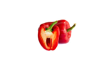 Red bell pepper isolated on a white background