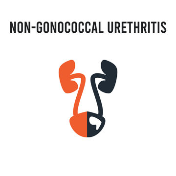 Non-gonococcal urethritis vector icon on white background. Red and black colored Non-gonococcal urethritis icon. Simple element illustration sign symbol EPS