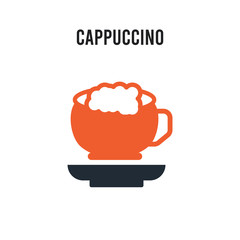 Cappuccino vector icon on white background. Red and black colored Cappuccino icon. Simple element illustration sign symbol EPS