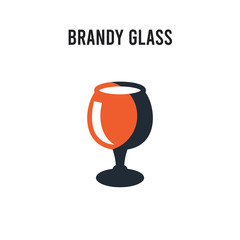 Brandy glass vector icon on white background. Red and black colored Brandy glass icon. Simple element illustration sign symbol EPS