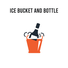 Ice bucket and bottle vector icon on white background. Red and black colored Ice bucket and bottle icon. Simple element illustration sign symbol EPS