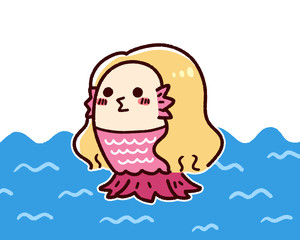 Fototapeta premium 海からやってきたアマビエ ピンク