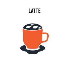 Latte vector icon on white background. Red and black colored Latte icon. Simple element illustration sign symbol EPS