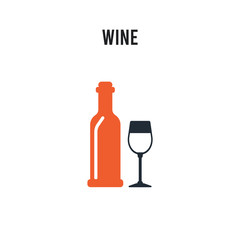 Wine vector icon on white background. Red and black colored Wine icon. Simple element illustration sign symbol EPS