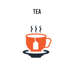 Tea vector icon on white background. Red and black colored Tea icon. Simple element illustration sign symbol EPS