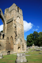 Fototapeta na wymiar Elgin (Scotland), UK - August 01, 2018: Ruins of Elgin Cathedral, Elgin, Moray, Grampian, Scotland, Highlands, United Kingdom