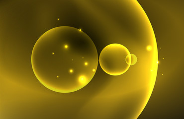 Neon shiny transparent glowing circles with light effects. Techno futuristic vector abstract background For Wallpaper, Banner, Background, Card, Book Illustration, landing page