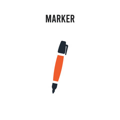 Marker vector icon on white background. Red and black colored Marker icon. Simple element illustration sign symbol EPS