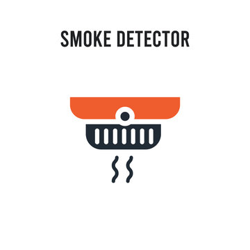 Smoke Detector Vector Icon On White Background. Red And Black Colored Smoke Detector Icon. Simple Element Illustration Sign Symbol EPS