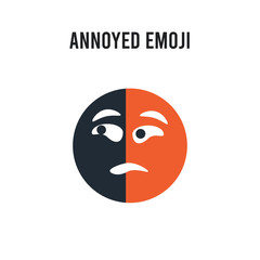 Annoyed emoji vector icon on white background. Red and black colored Annoyed emoji icon. Simple element illustration sign symbol EPS