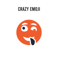 Crazy emoji vector icon on white background. Red and black colored Crazy emoji icon. Simple element illustration sign symbol EPS