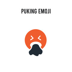Puking emoji vector icon on white background. Red and black colored Puking emoji icon. Simple element illustration sign symbol EPS