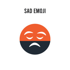 Sad emoji vector icon on white background. Red and black colored Sad emoji icon. Simple element illustration sign symbol EPS