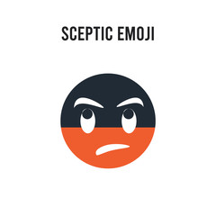 Sceptic emoji vector icon on white background. Red and black colored Sceptic emoji icon. Simple element illustration sign symbol EPS