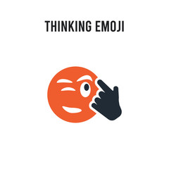 Thinking emoji vector icon on white background. Red and black colored Thinking emoji icon. Simple element illustration sign symbol EPS