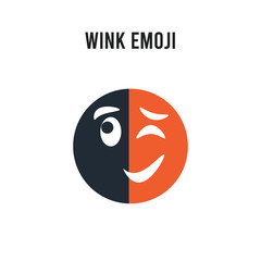 Wink emoji vector icon on white background. Red and black colored Wink emoji icon. Simple element illustration sign symbol EPS