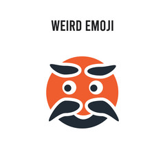 Weird emoji vector icon on white background. Red and black colored Weird emoji icon. Simple element illustration sign symbol EPS