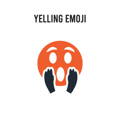 Yelling emoji vector icon on white background. Red and black colored Yelling emoji icon. Simple element illustration sign symbol EPS