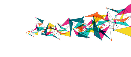 Line points connections, triangular technology design. Abstract geometric background