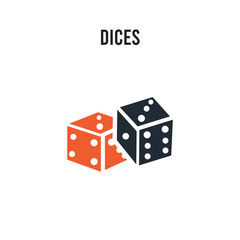 Dices vector icon on white background. Red and black colored Dices icon. Simple element illustration sign symbol EPS