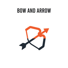 Bow and arrow vector icon on white background. Red and black colored Bow and arrow icon. Simple element illustration sign symbol EPS