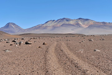 Unique landscapes and open spaces of Atacama desert.