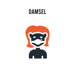 damsel vector icon on white background. Red and black colored damsel icon. Simple element illustration sign symbol EPS