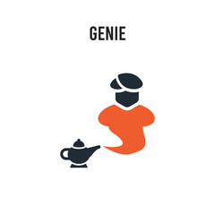 Genie vector icon on white background. Red and black colored Genie icon. Simple element illustration sign symbol EPS