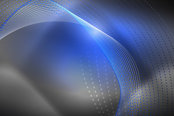 Abstract particles, wave background, neon motion techno design