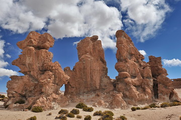 Fototapeta premium Red stone cliffs in the desert of Latin America.