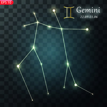 Capricorn Zodiacal constellation with bright stars. Star sign and dates of birth on deep space background. vector illustration.