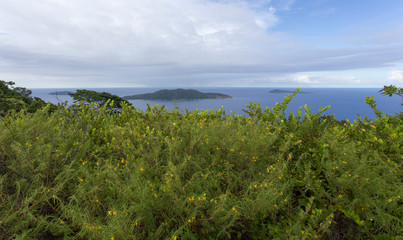Panoramic view of Seychelles islands