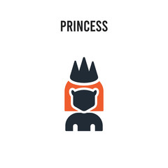 Princess vector icon on white background. Red and black colored Princess icon. Simple element illustration sign symbol EPS