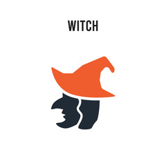 Witch vector icon on white background. Red and black colored Witch icon. Simple element illustration sign symbol EPS