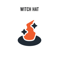 Witch hat vector icon on white background. Red and black colored Witch hat icon. Simple element illustration sign symbol EPS