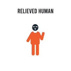 relieved human vector icon on white background. Red and black colored relieved human icon. Simple element illustration sign symbol EPS
