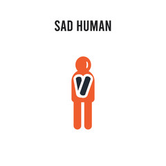 sad human vector icon on white background. Red and black colored sad human icon. Simple element illustration sign symbol EPS